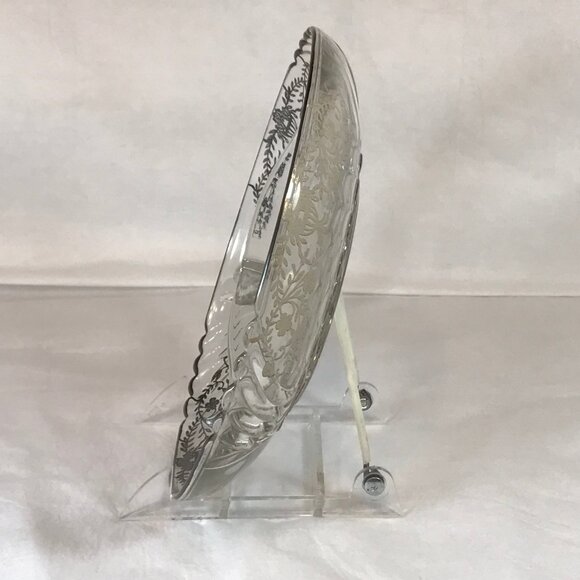 Vintage Silver Overlay Glass 3-Section Divided 9" Dish - Picture 7 of 8